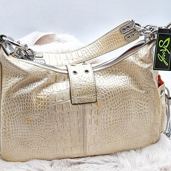 Sharif vintage snakeskin cream used shoulder bag with tags and dust bag. - Picture 8 of 17